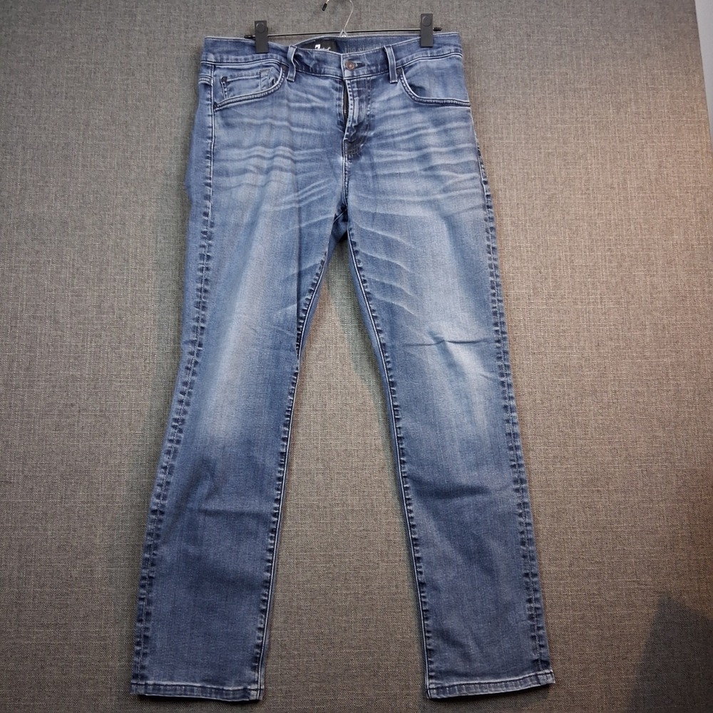 7 For All Mankind Slimmy Slim Straight Leg Blue Jeans Mens 33x28 Medium Wash